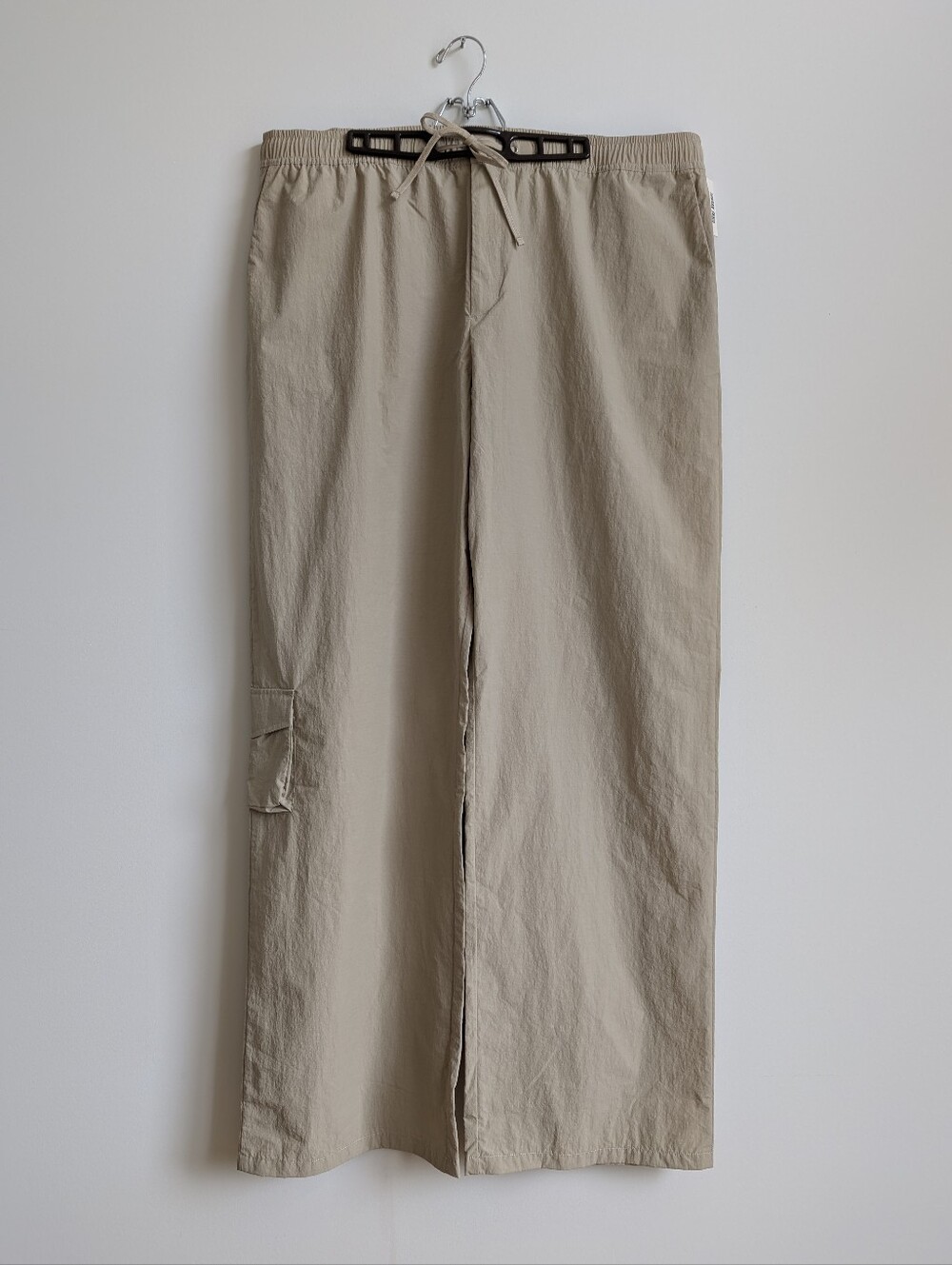Djerf Avenue XXL Lightweight Tan Cargo Style Pants Elasticized Waist Drawstring
